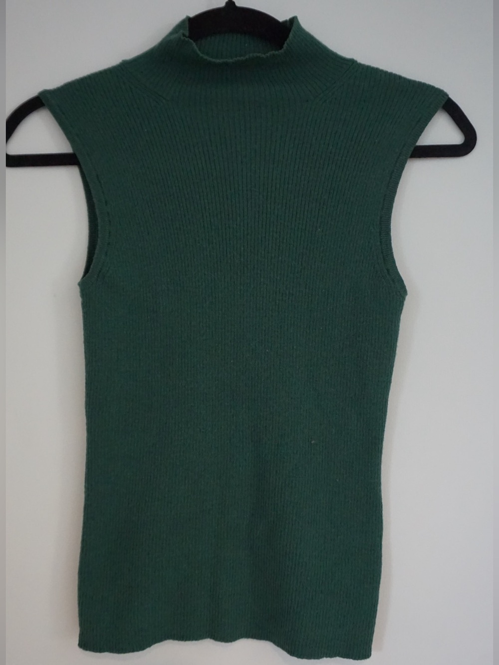 Madewell Forest Green Ribbed Sleeveless Mock Neck Tank